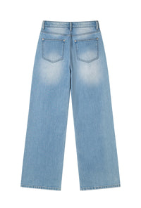 Petite Studio's Cayden Mid-Rise Straight-Leg Jeans in Light Blue