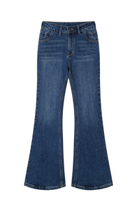 Petite Studio's Asher Mid-Rise Flared Jeans in Vintage Blue
