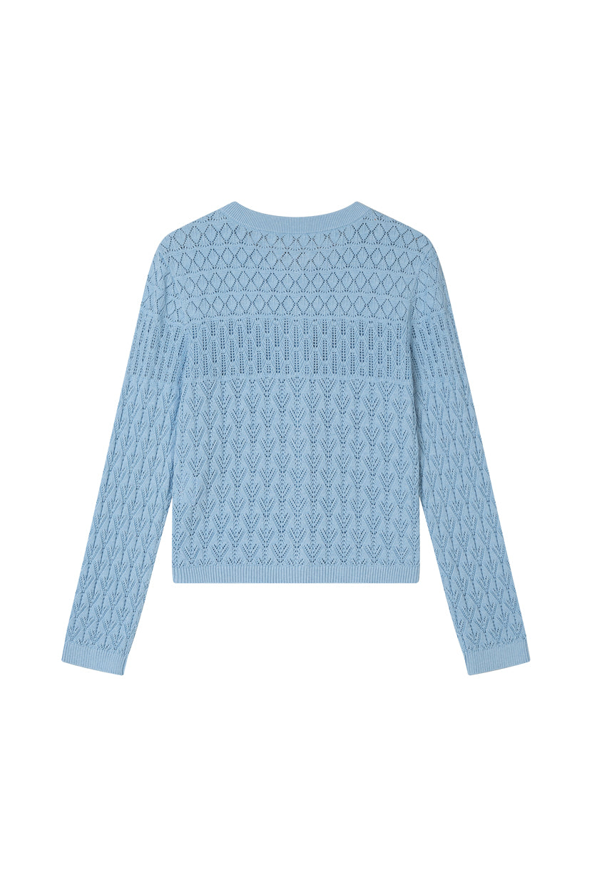 Hannah Cashmere Cotton Blend Cardigan - Sky