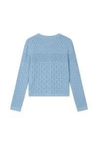 Hannah Cashmere Cotton Blend Cardigan - Sky