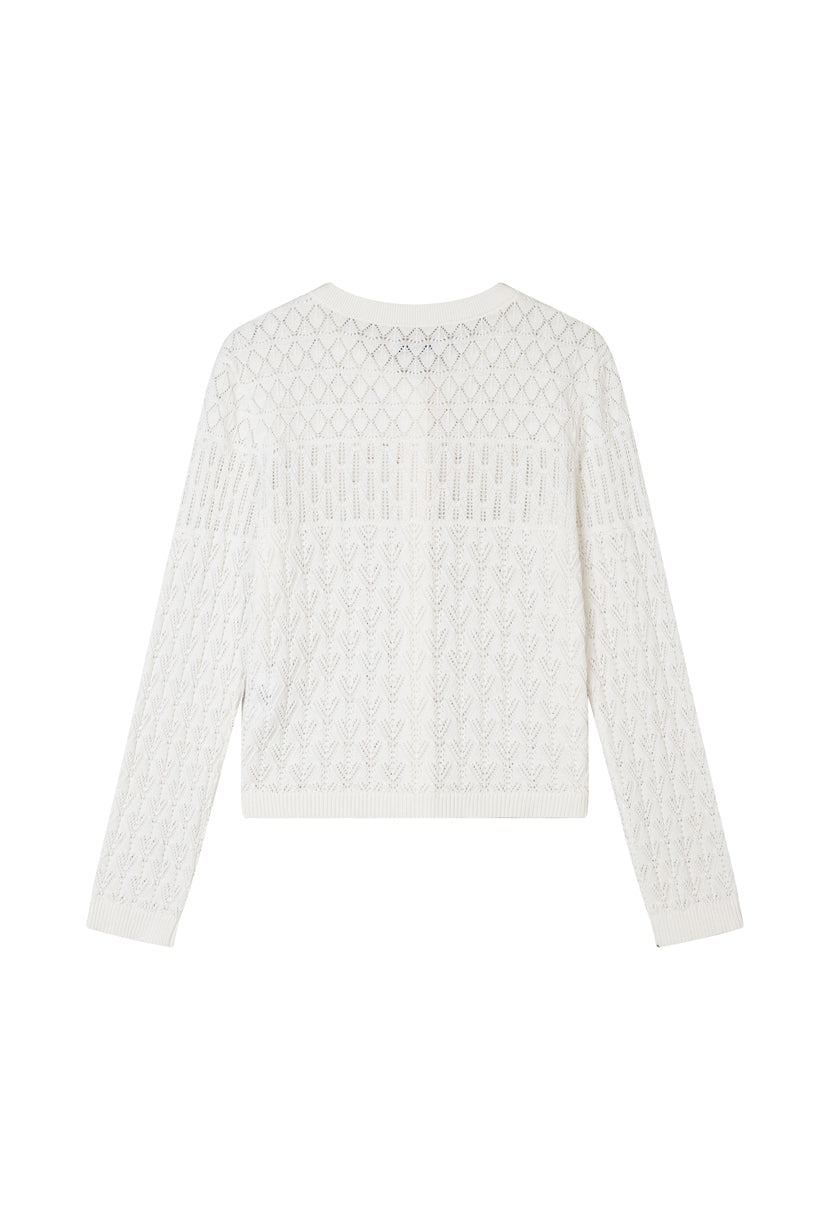 Petite Studio's Hannah Cashmere Cotton Blend Cardigan in Ivory