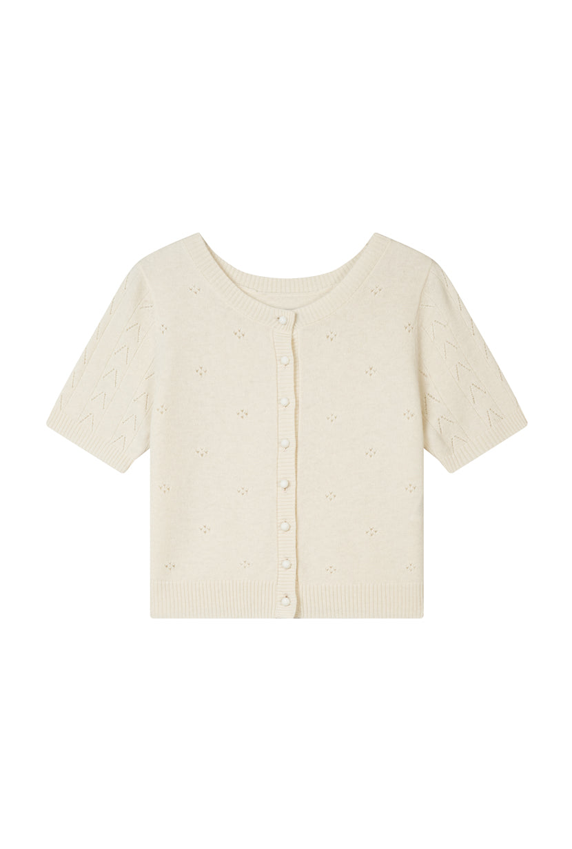 Petite Studio's Basti Reversible Merino Wool Cardigan in Cream