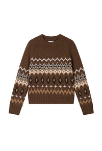 Petite Studio's Marcus Fair Isle Merino Wool Sweater in Brown