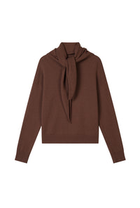 Petite Studio's Nori Merino Wool Scarf Sweater in Chocolate