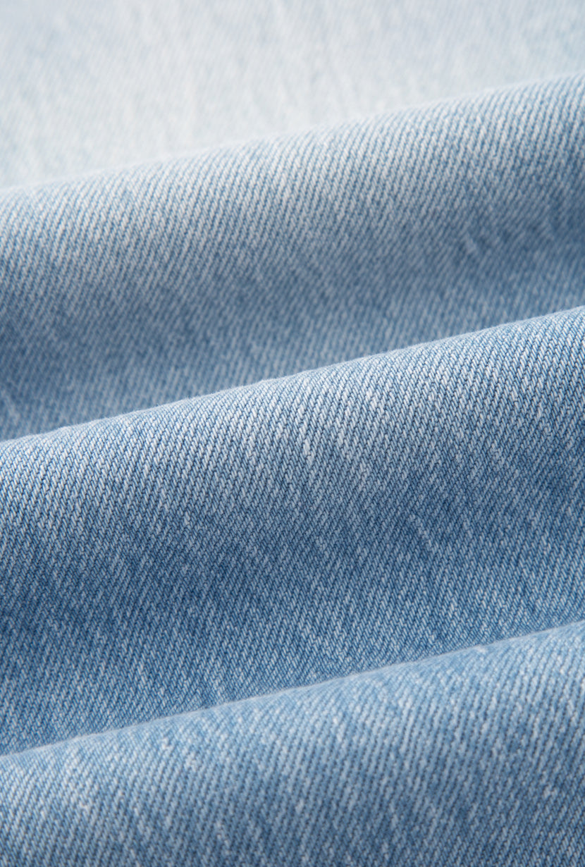 Petite Studio's Cayden Mid-Rise Straight-Leg Jeans in Light Blue