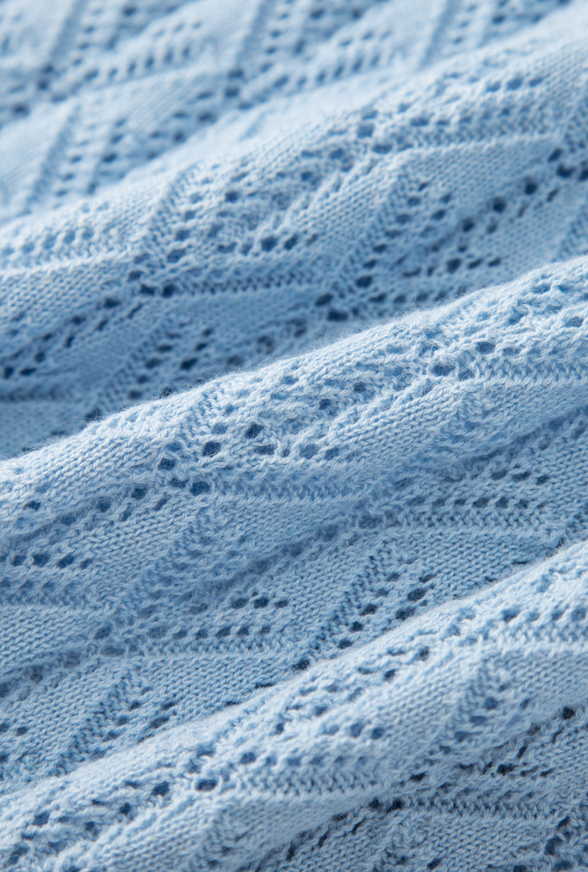 Hannah Cashmere Cotton Blend Cardigan - Sky
