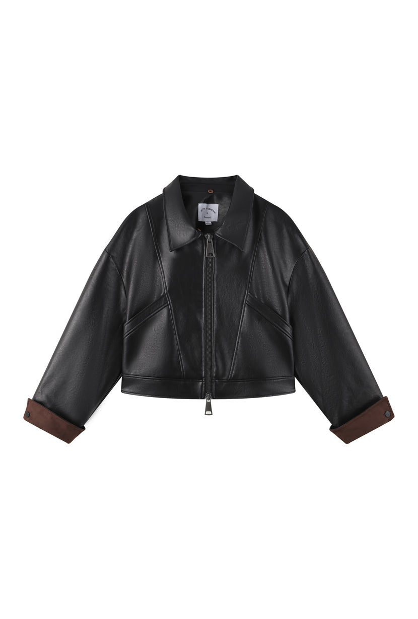 Petite Studio's Laura Leather Jacket in Black