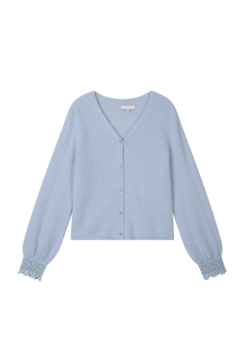 Petite Studio's Murphy Brushed Merino Wool Cardigan in Ice Blue