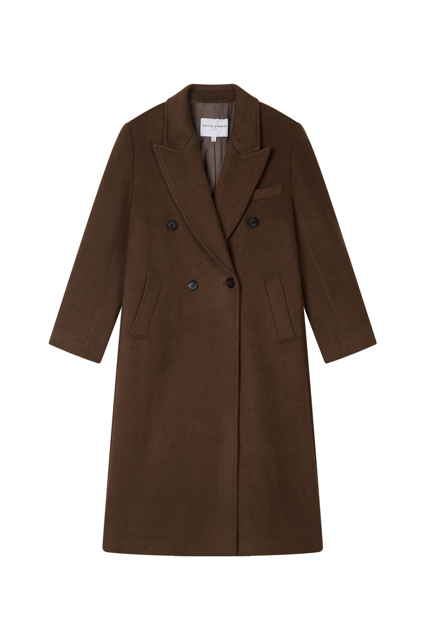 Petite Studio's Matilda Wool Coat in Dark Umber