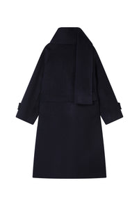 Petite Studio's Carina Wool Scarf Coat in Navy 