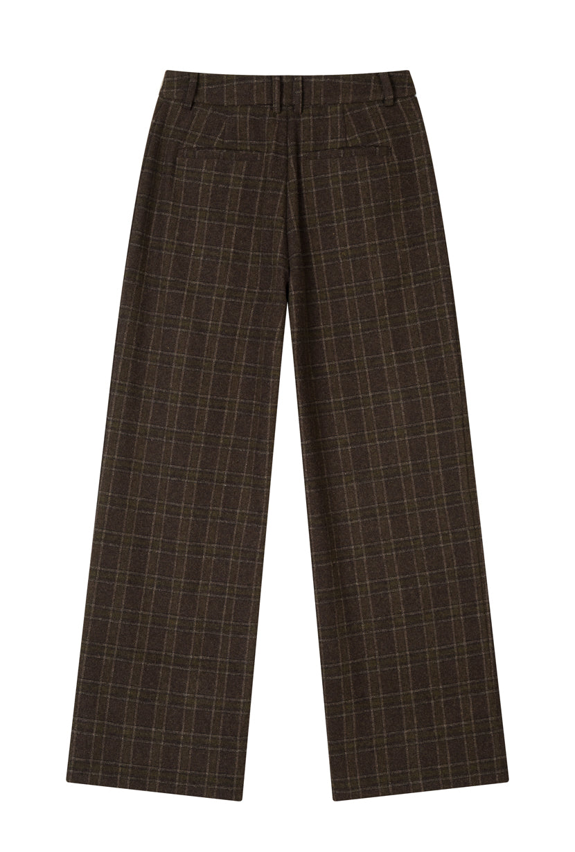 Petite Studio's Dylan Straight Wool Pants in Plaid