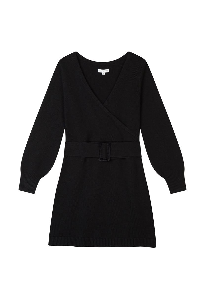 Petite Studio's Galvin Wool Knit Sheath Mini Dress in Black
