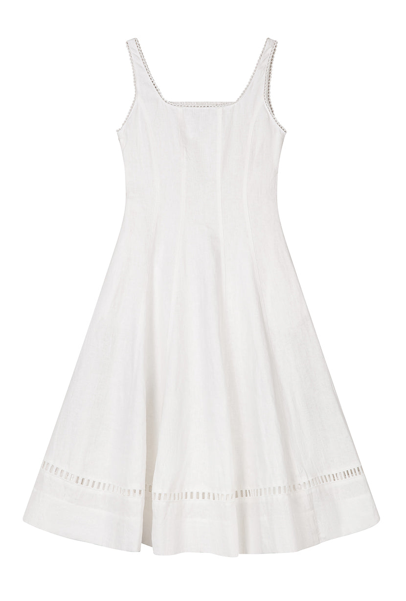 Petite Studio's Fenton Panel Linen Dress in Ivory 
