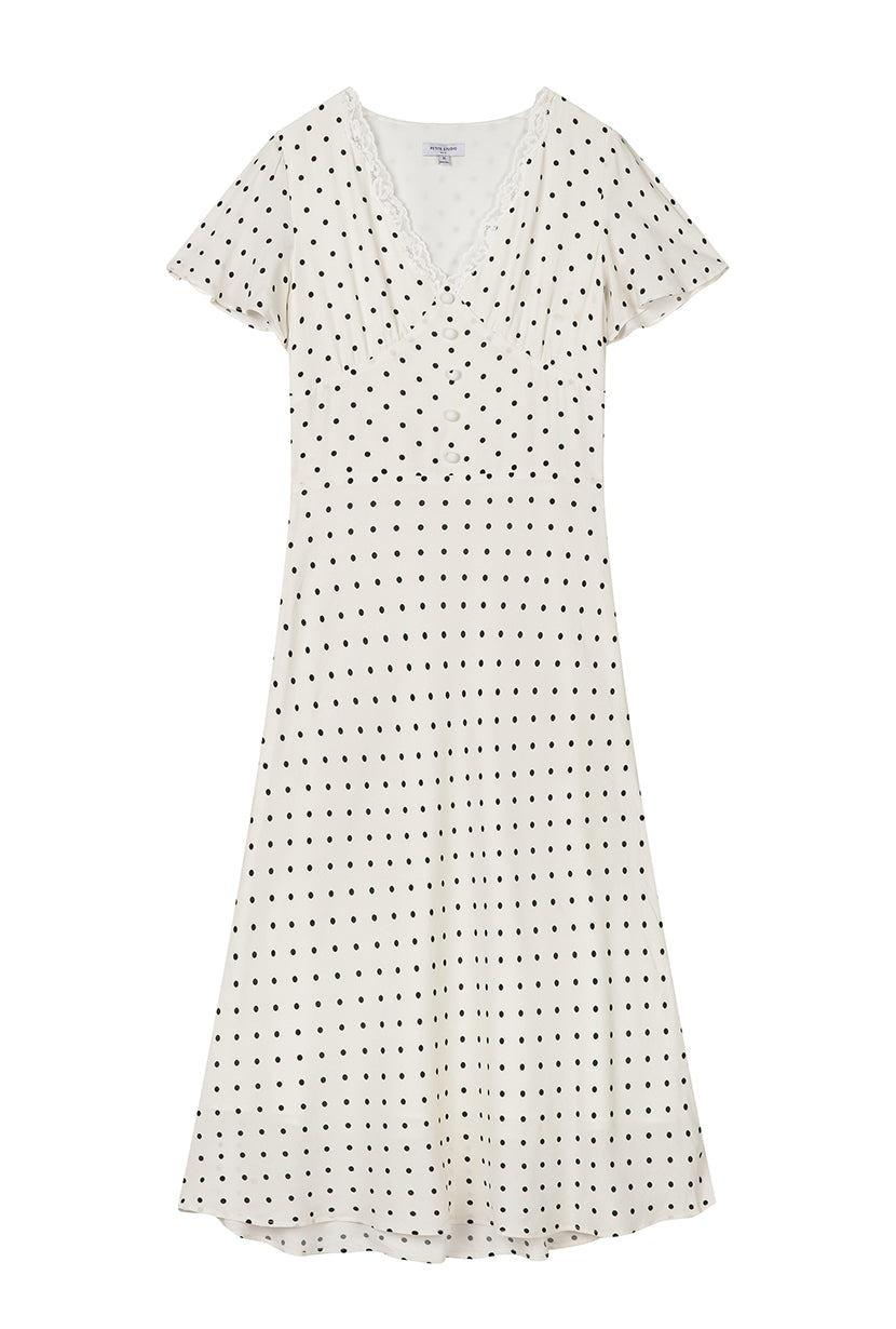 Petite Studio's Fraley Contoured Dress in Dotted Ivory