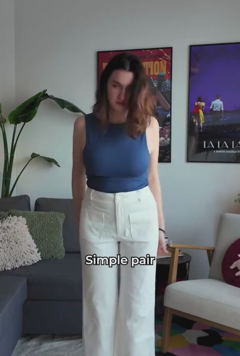 Petite Studio's Billy Denim Wide-Leg Pants in White