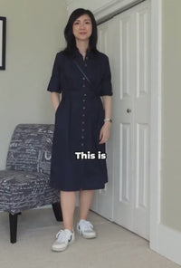 Petite Studio's Miles Cotton Midi Dress in Navy