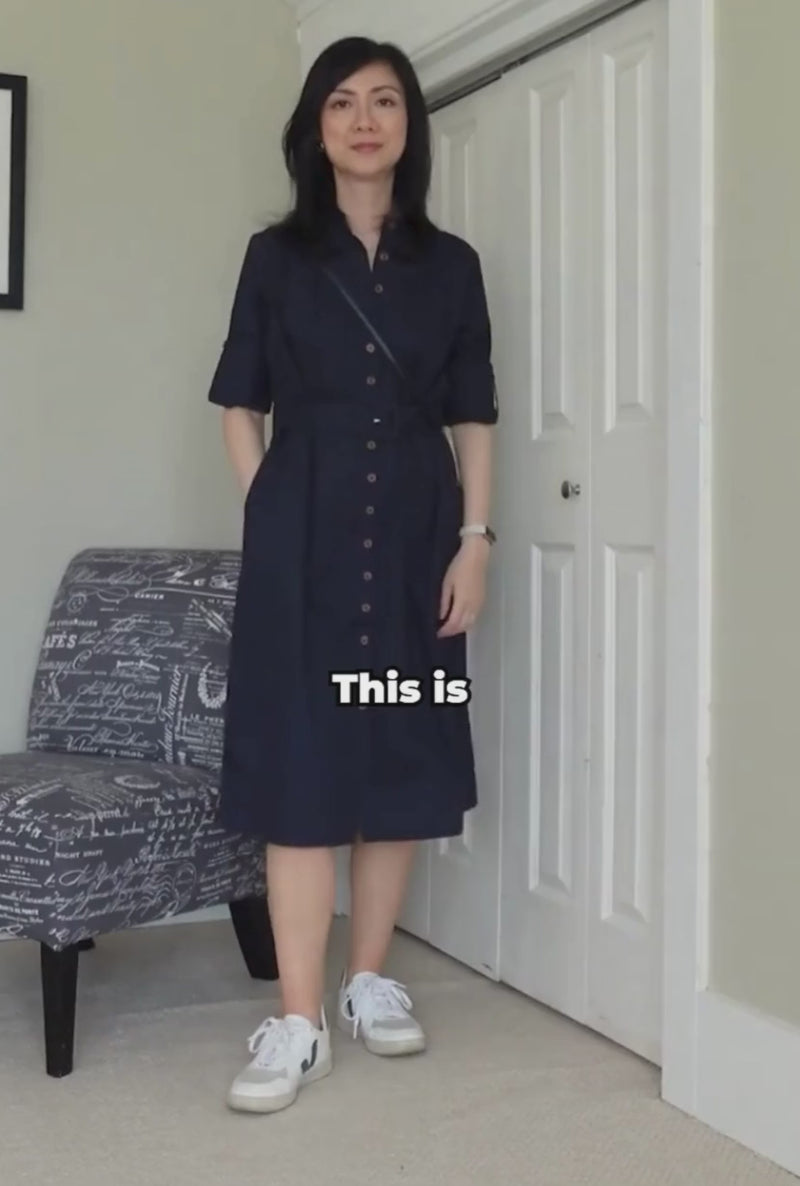 Petite Studio's Miles Cotton Midi Dress in Navy