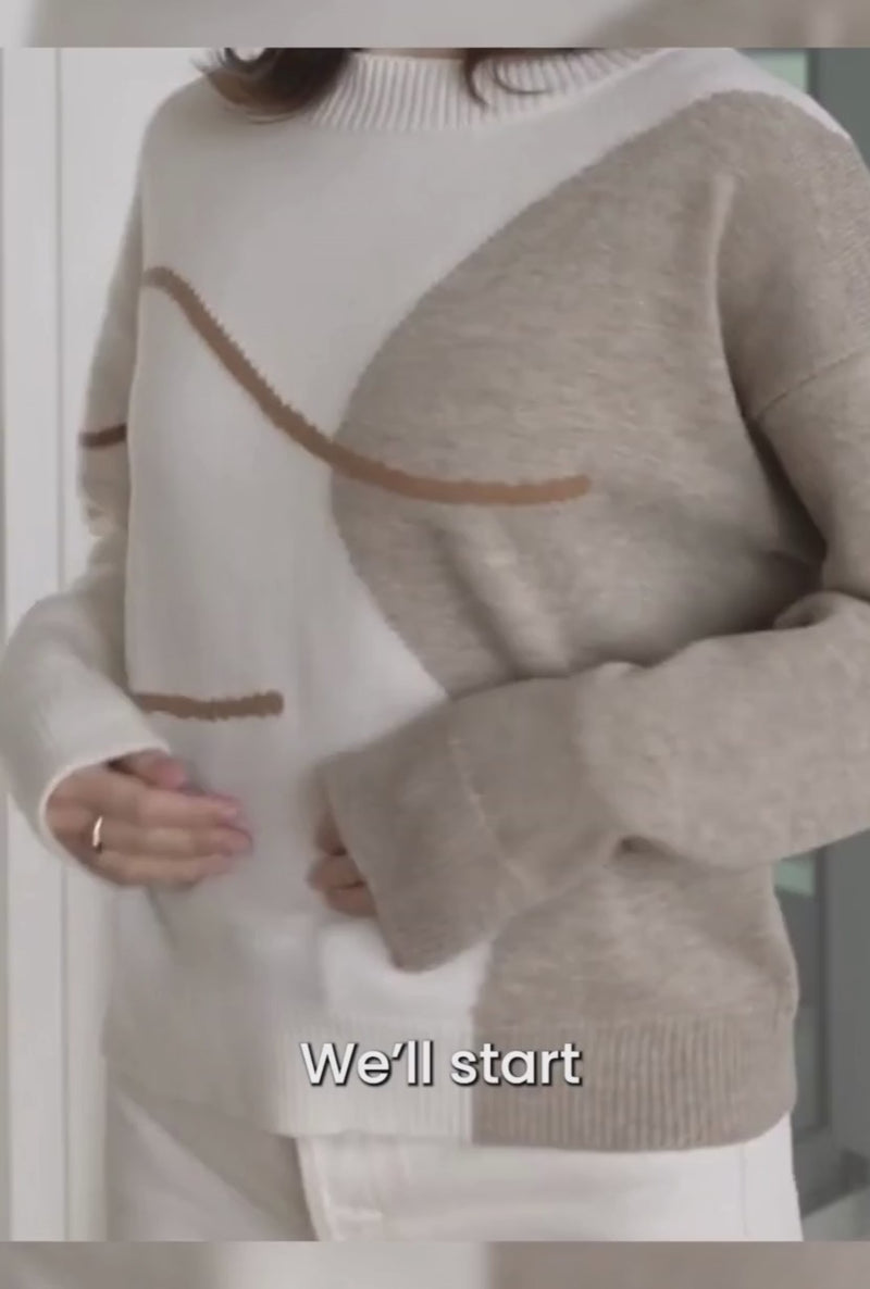 Petite Studio's oversized Lexi Wool Sweater in white & beige