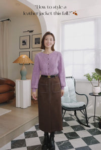 Petite Studio's Debbie Wool Pencil Skirt in Chocolate
