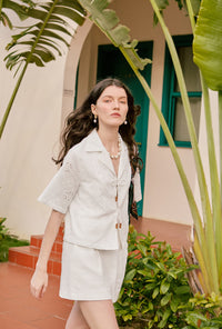 Petite Studio's Nadia Cotton Eyelet Blouse in White