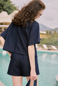 Petite Studio's Nadia Denim Blouse in Indigo 