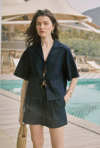 Petite Studio's Nadia Denim Blouse in Indigo 