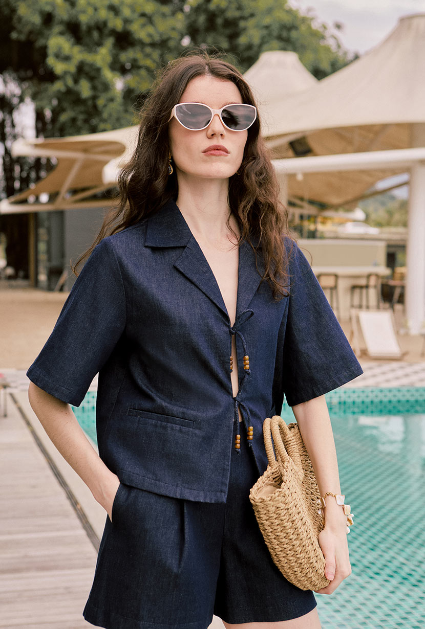 Petite Studio's Nadia Denim Blouse in Indigo 