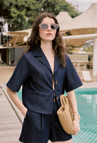 Petite Studio's Nadia Denim Blouse in Indigo 