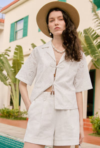 Petite Studio's Anne Linen Shorts in White
