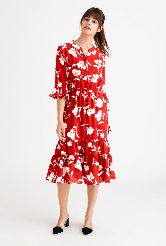 Celina Dress-Red Floral-red floral midi dress-Petite Studio NYC