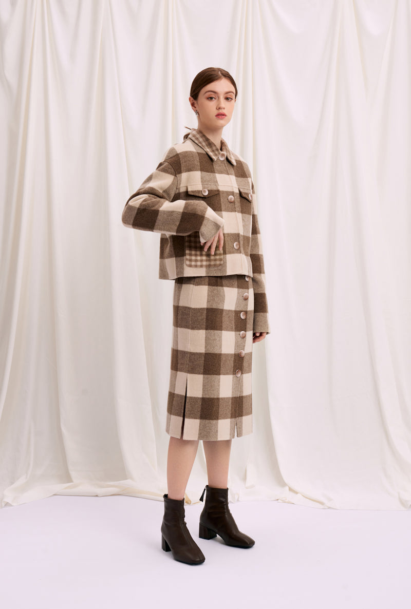 fall jacket-plaid jacket-petite fashion-petite girls-Fall 2020-Stockholm Jacket - Chocolate Plaid-Petite Studio NYC