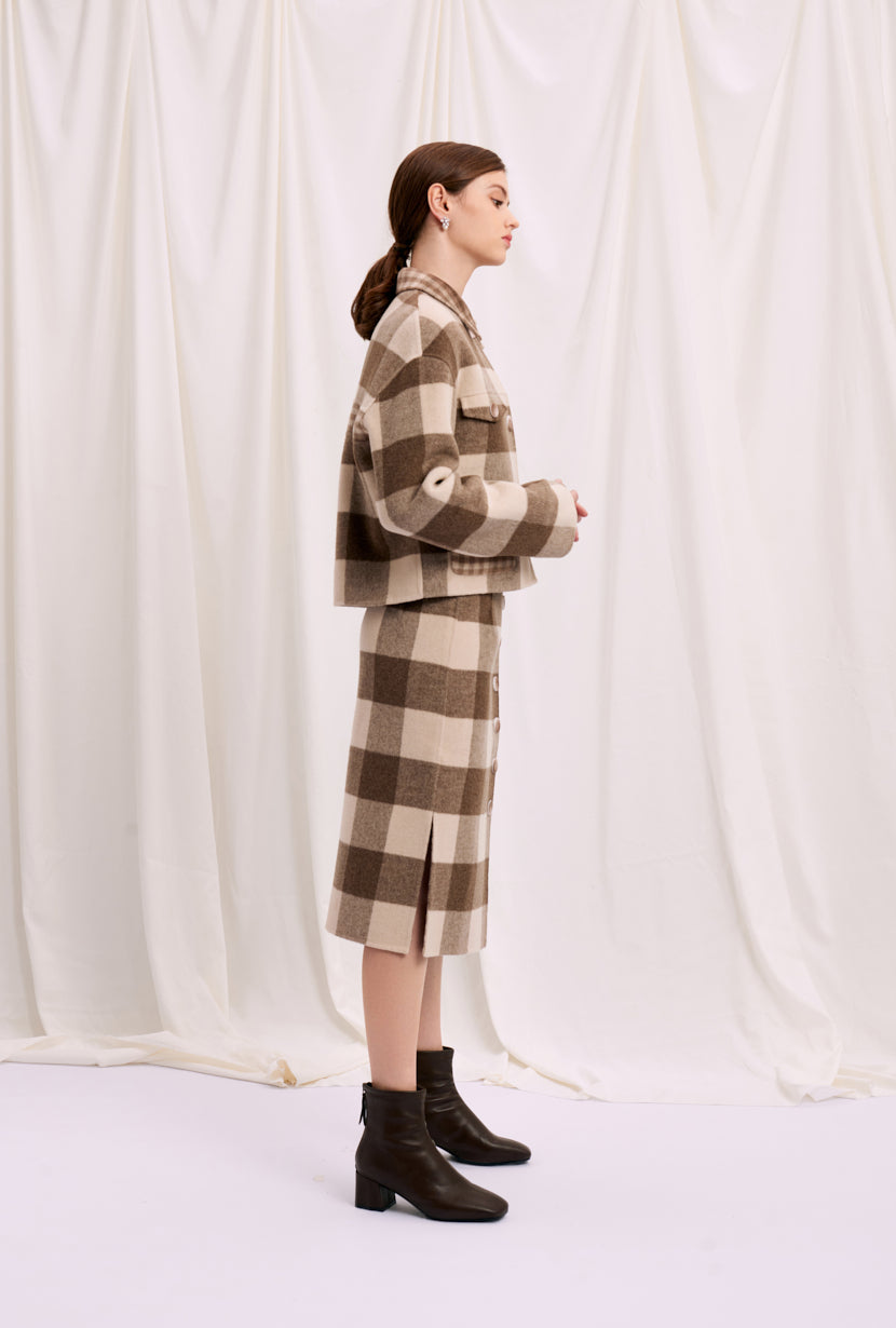 fall jacket-plaid jacket-petite fashion-petite girls-Fall 2020-Stockholm Jacket - Chocolate Plaid-Petite Studio NYC