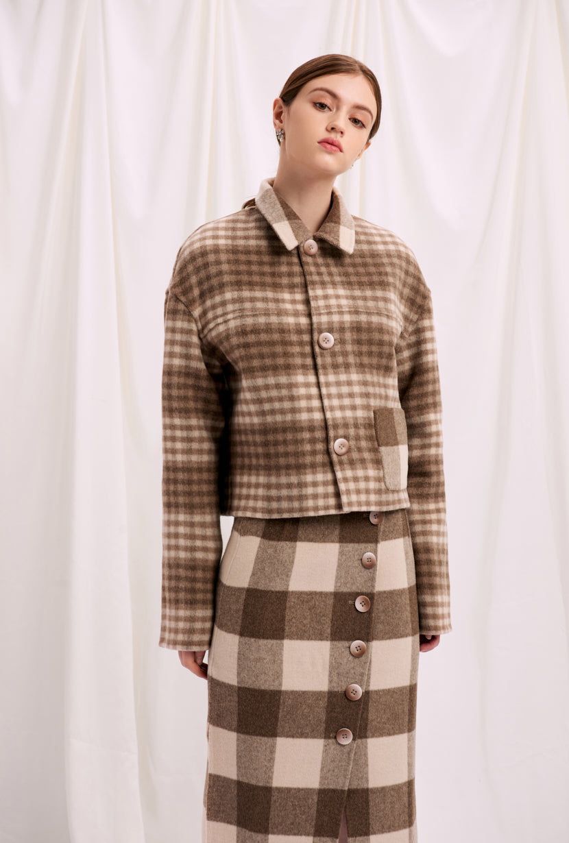 fall jacket-plaid jacket-petite fashion-petite girls-Fall 2020-Stockholm Jacket - Chocolate Plaid-Petite Studio NYC