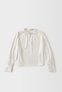 Petite Studio's Office-Appropriate Buvette Pearl Blouse in Ivory